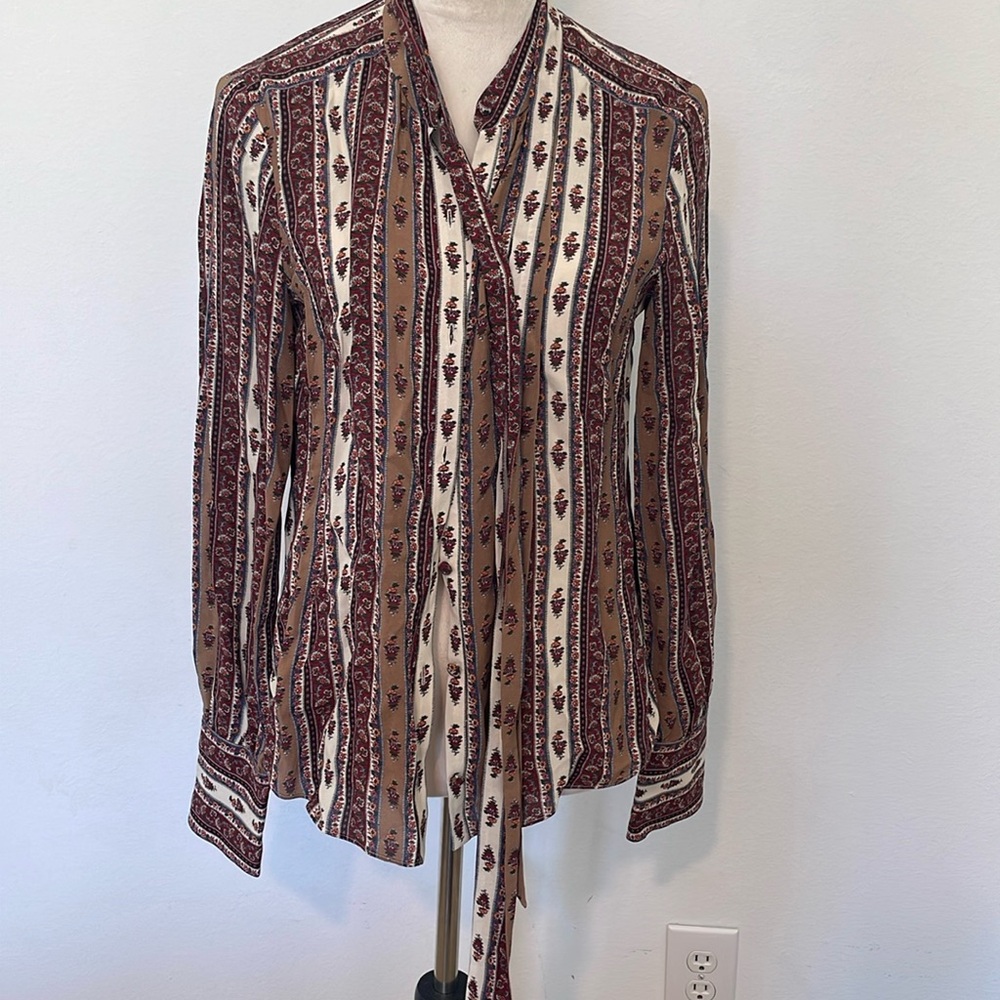 NWT pristine, Veronica Beard - Elaine tie neck blouse size 2